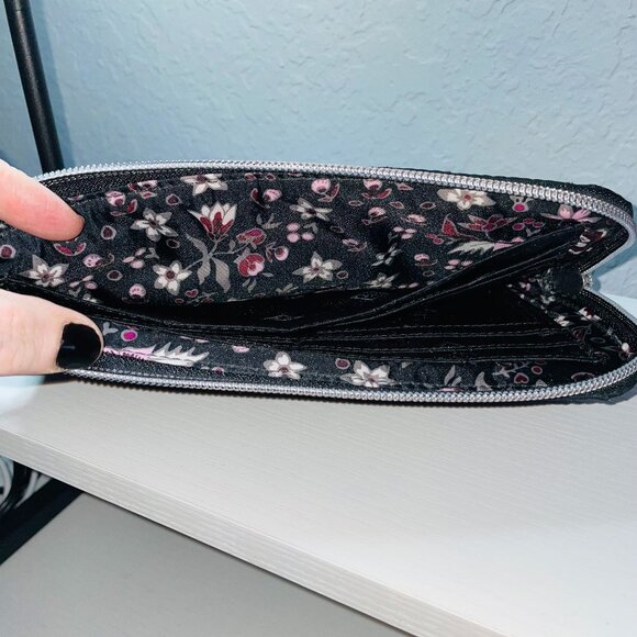 Vera Bradley RFID 3/4 Zip Wristlet Black Performance Twill Wallet - Picture 5 of 8